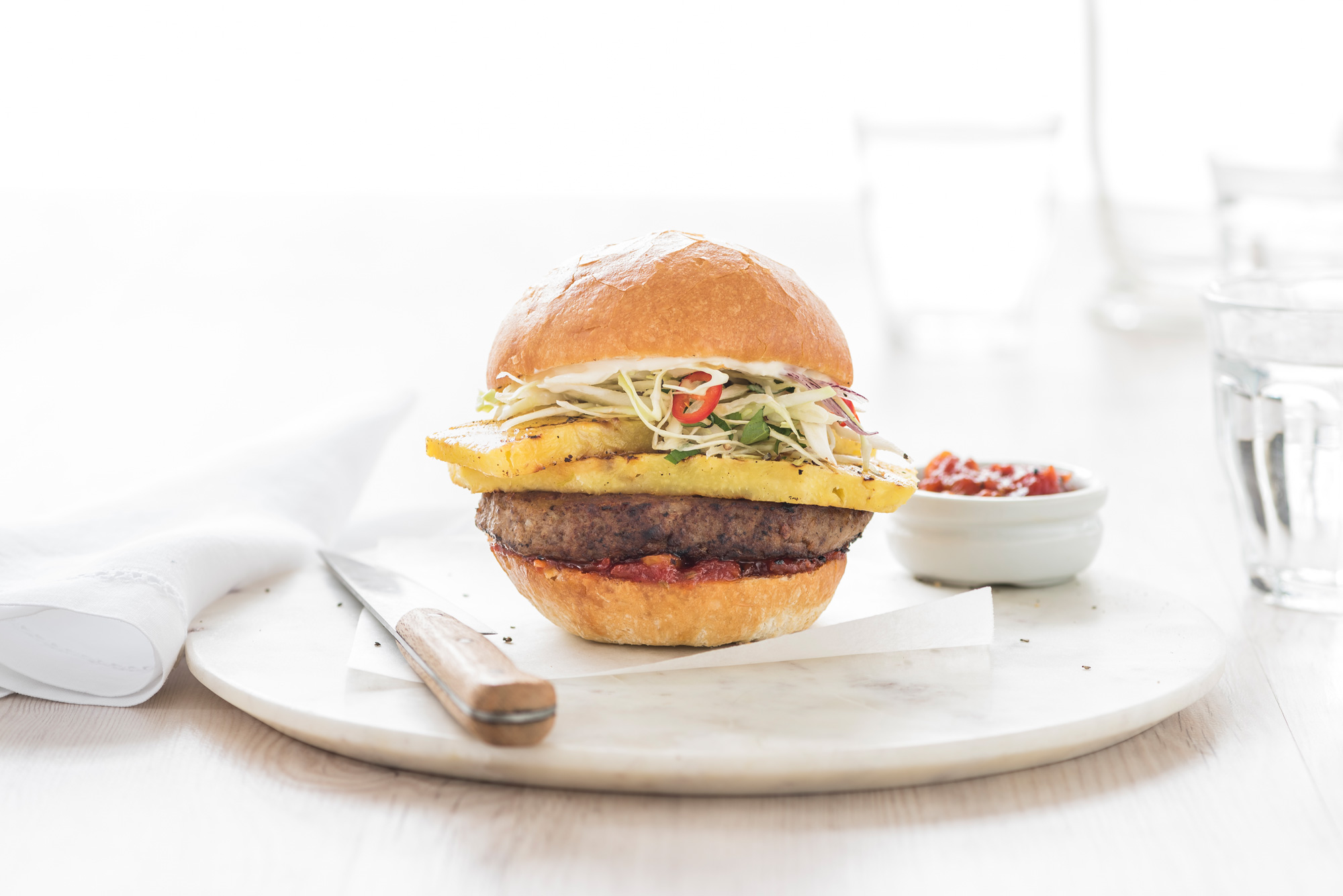 Grilled Pineapple & Slaw Beef Burger
